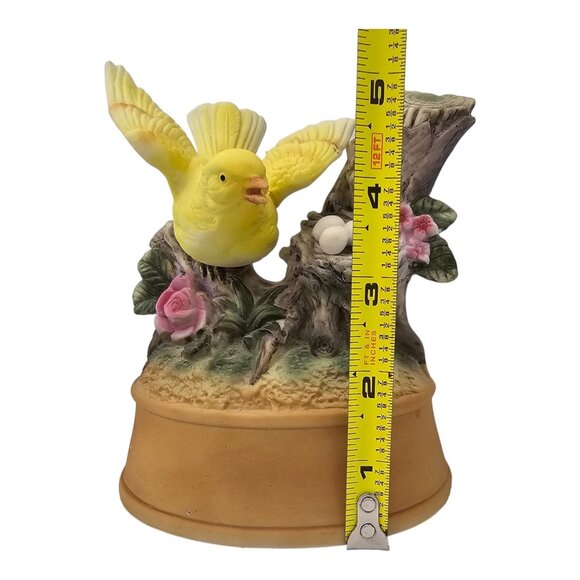 Vtg Shafford Japan 5" Yellow Bird Nest Music Box Hand Painted Porcelain Figurine - Picture 8 of 10